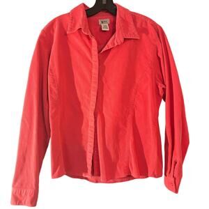 LL Bean Womans Size Large Button Up Light Corduroy Long Sleeve Shirt Top Vtg